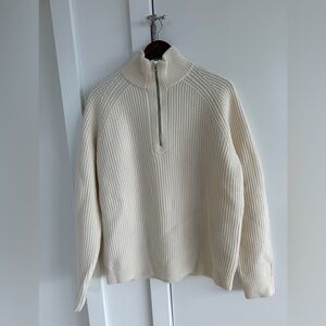 Men's Cream Zip-Up Sweater